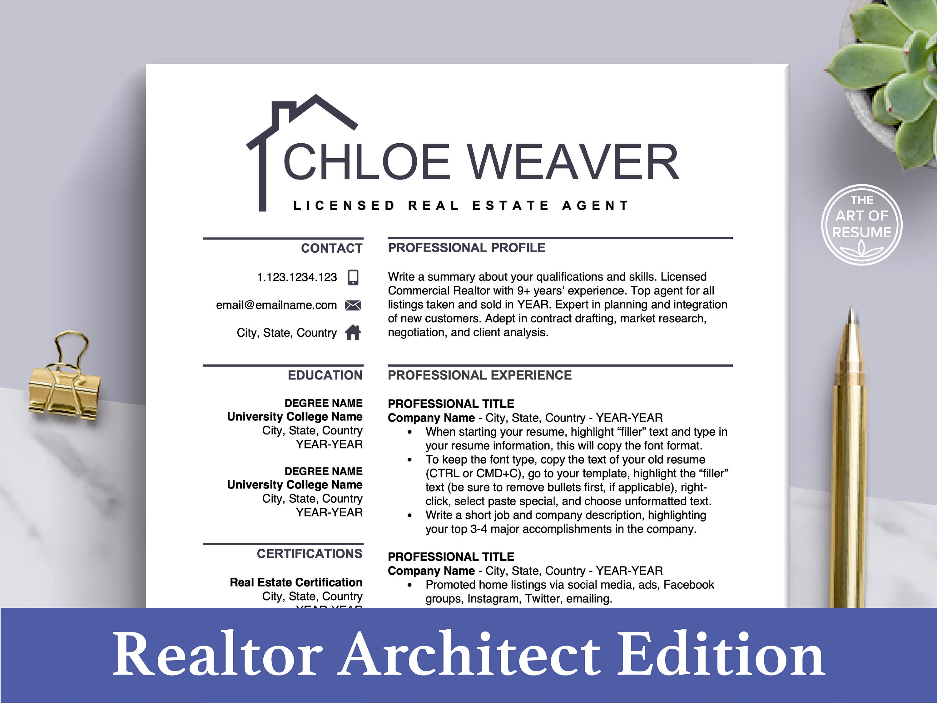 Realtor Resume Template for Word Apple Pages Real Estate Agent CV Realtor Resume Template for Word Apple Pages Real Estate Agent CV