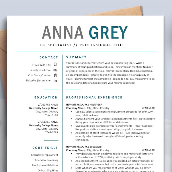 Resume Template, Professional Modern Resume for Pages, Word, Clean Modern Executive Resume Template 2024, CV Template, 1 2 3 Page Resume CV