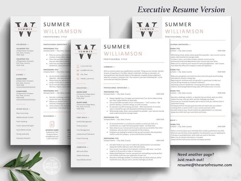 The Art of Resume Templates | Three-Page Professional Executive CEO C-Suite Level  Resume CV Template Format | Curriculum Vitae