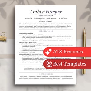 ATS Resume Template, IT Resume Templates, Professional Resume, One Column Resume Format, Information Tech Student - Word, Pages, Google Docs