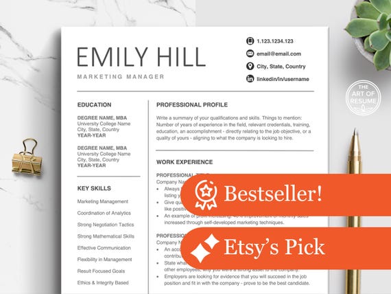 Professional Resume Templates: Executive Format, Modern Resume, Simple Resume, Clean Resume - Word, Pages, Google Docs, Mac, PC, Chromebook
