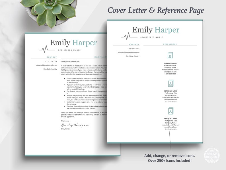The Art of Resume | Professional Nurse Doctor Resume CV Template Design Bundle | Medical Cover Letter and Reference Page