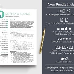 The Art of Resume | Professional Teal Dental Hygienist Dentist Resume Template Design Bundle | What is included