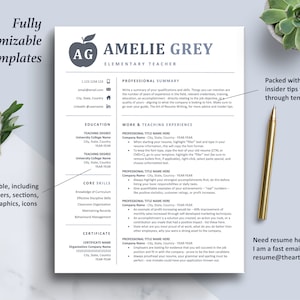 The Art of Resume Templates | One Page  Teacher Blue Grey Resume CV Design Template Maker | Curriculum Vitae