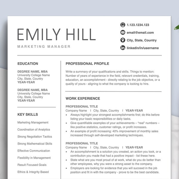 Google Docs Resume Template With Matching Cover Letter Etsy