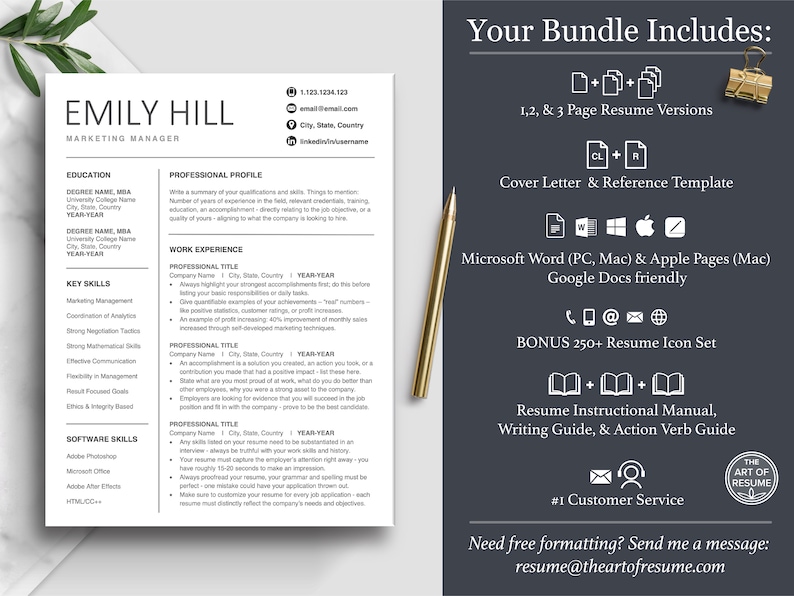 The Art of Resume Templates | Executive Resume Professional CV Design Template Maker | Curriculum Vitae | What is included resume bundle