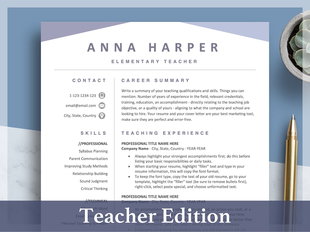 Curated visual reference: Fresh Look at Teacher Resume Template For Word Pages Teaching Cv Design