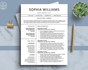 Simple Resume Template Word, Mac Pages | Clean Resume, Modern Resume, CV Templates, Professional CV, Marketing, Director, 1 2 3 Page Resume