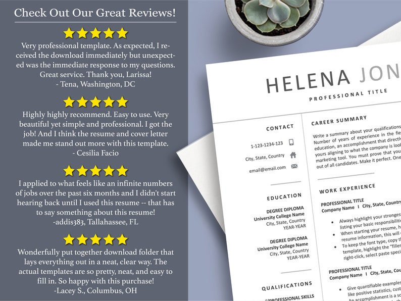 Modern CV Template Clean Resume Design for Word & Pages - Etsy Australia
