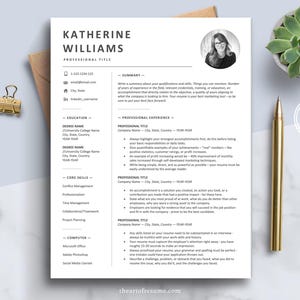 Resume Template with Photo, CV Design for MS Word and Pages, Resume CV Profile Picture, Cover Letter, 1 2 3 Page Template, Executive Resume