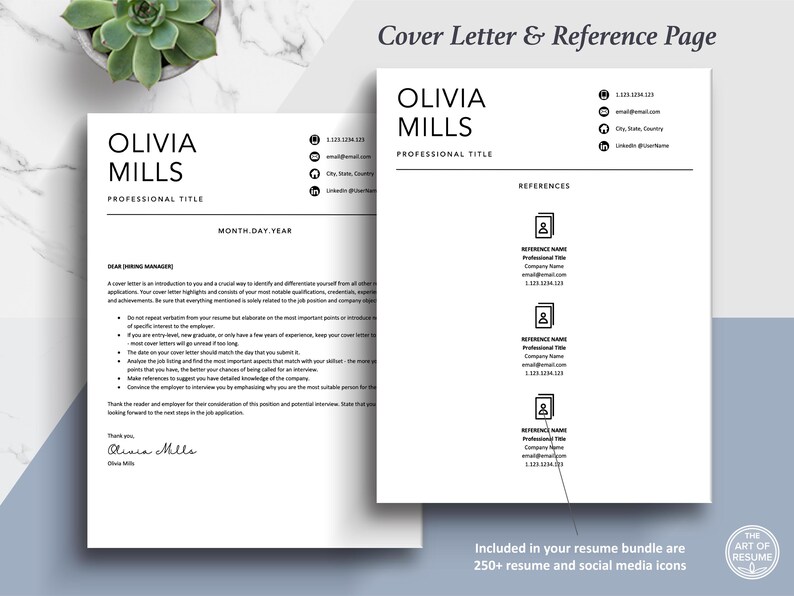 The Art of Resume Templates | Professional Simple Cover Letter and Reference Page Templates Download