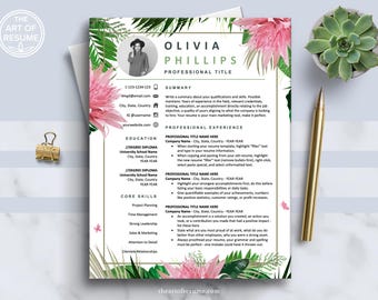 Creative Resume Template, Floral Resume, CV Template, Modern Resume, Resume Design, Retail Sales Resume, Elegant Resume, Teaching Resume