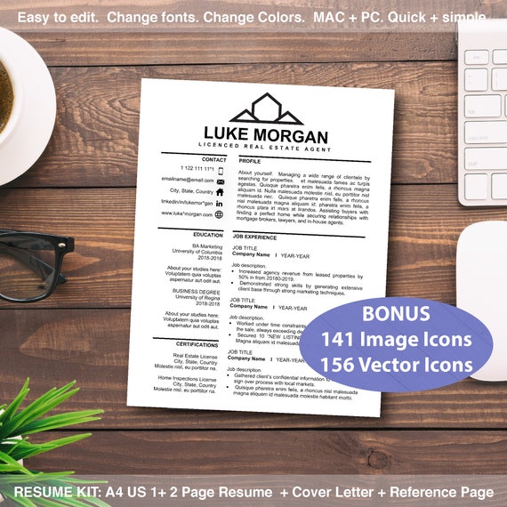 realtor resume template cv word real estate resumes templates etsy real estate modern resume designs