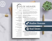 Realtor Resume Template for Word, Apple Pages | Real Estate Agent CV Design | Resumes Home Developer | Interior Design Resume Cover Letter