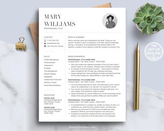 Resume with Photo, Professional Resume, Resume Template, Resume Bundle, Simple Resume, Resume with Picture, Resume Word, Apple Pages, CV