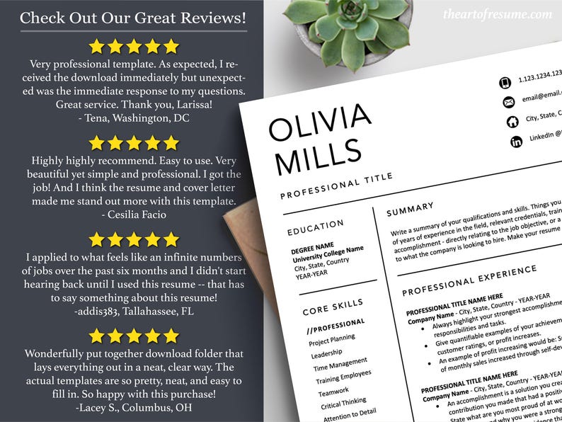 The Art of Resume Templates | Professional Simple Resume CV Templates Online 5-Star Reviews