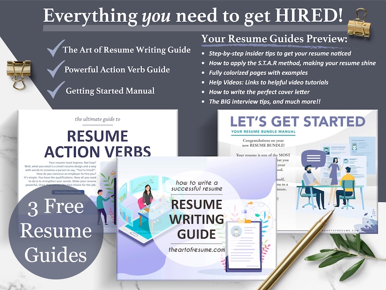The Art of Resume Templates | Free Resume Writing Guide, Resume Action Verb guide, Resume Template Instructional Manual