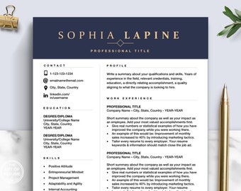 Professional Resume Template Design for Google Docs, Word, Pages | Editable Resume Office Admin, Marketing, Executive Format, Cover Letter