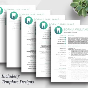 The Art of Resume | Professional Teal Dental Hygienist Dentist Resume Template Design Bundle | 5 Page Resume Bundle
