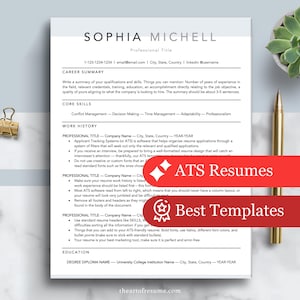 Executive ATS Resume Template, Google Docs, Word, Pages, Clean ATS Resume CV, One Column Resume Template, 3 Page Resume Template