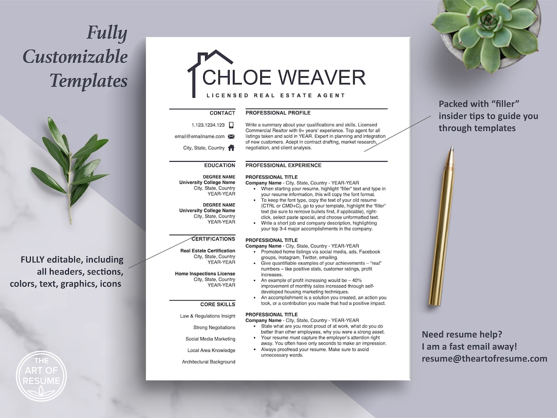 Realtor Resume Template for Word Apple Pages Real Estate Agent CV Realtor Resume Template for Word Apple Pages Real Estate Agent CV