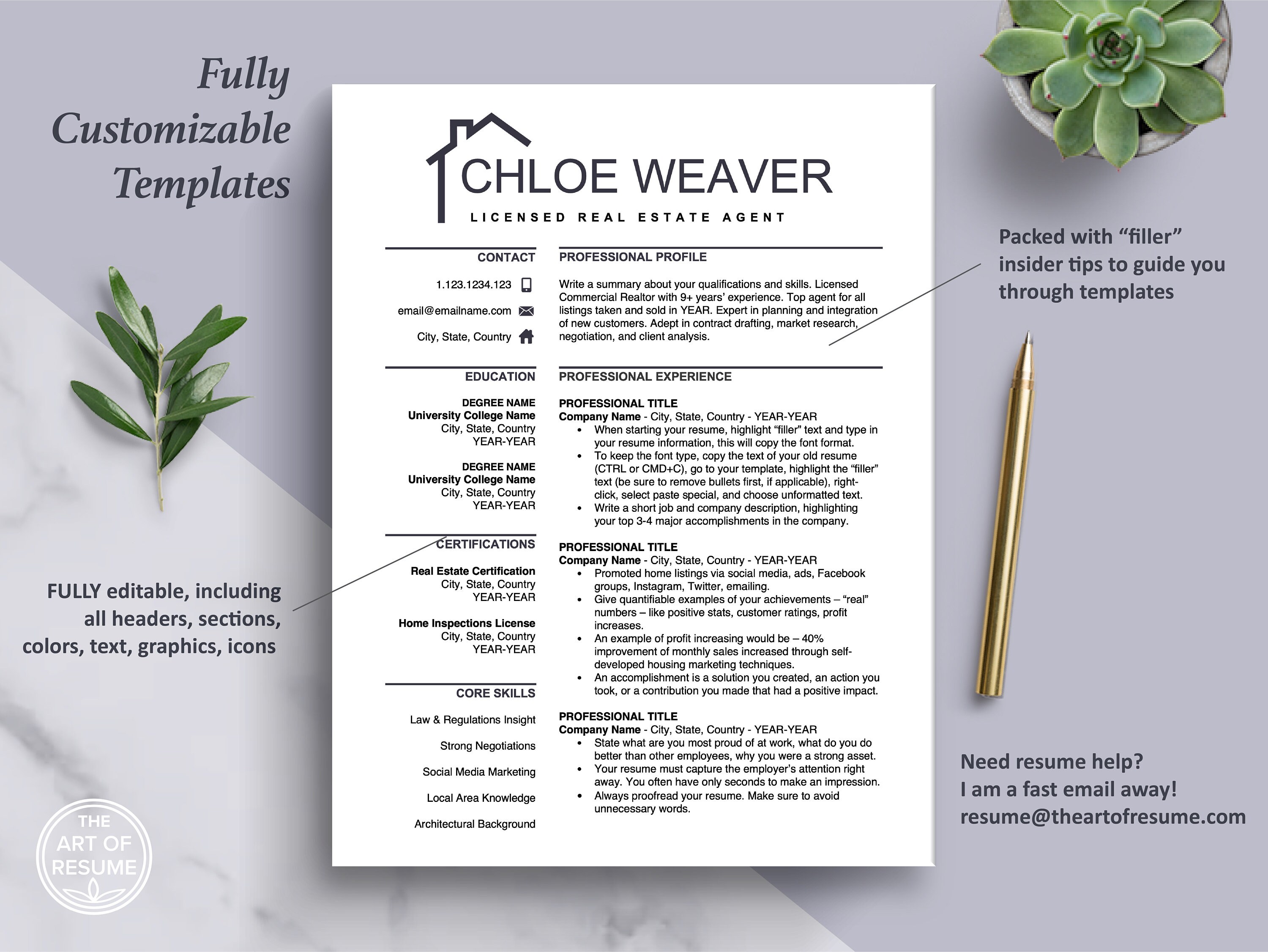 Realtor Resume Template for Word Apple Pages Real Estate Agent CV Realtor Resume Template for Word Apple Pages Real Estate Agent CV