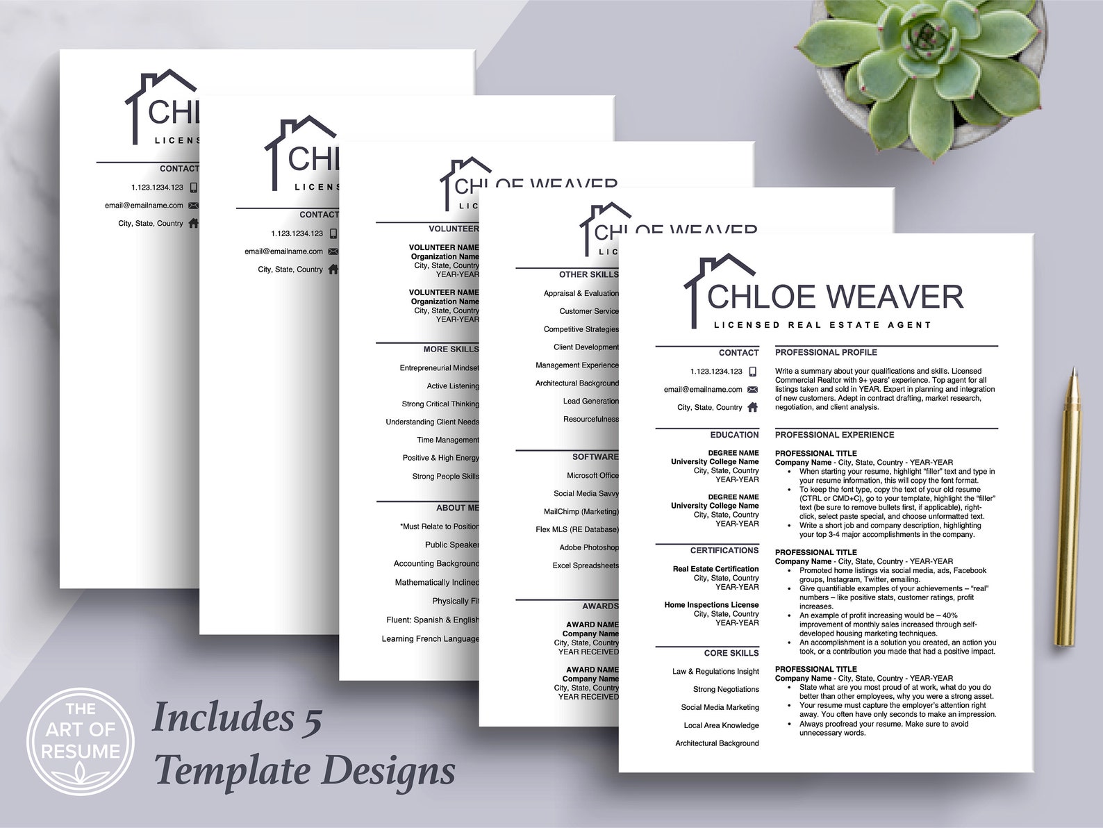 Realtor Resume Template for Word Apple Pages Real Estate Agent CV Realtor Resume Template for Word Apple Pages Real Estate Agent CV