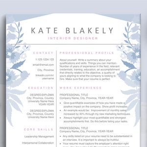 Creative Resume, Floral Resume, Professional Resume, Resume Templates, Resume Cover Letter, 3 Page Resume, Resume for Teaching, Student CV