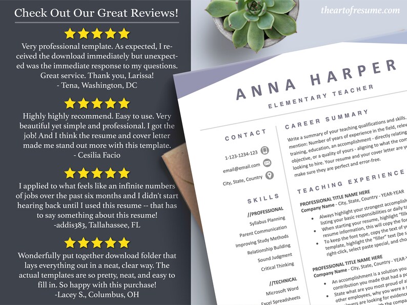Pode incluir: Um modelo de curr&iacute;culo profissional com um design minimalista. O modelo inclui se&ccedil;&otilde;es para informa&ccedil;&otilde;es de contato, habilidades, resumo da carreira e experi&ecirc;ncia de ensino. O nome "ANNA HARPER" e o t&iacute;tulo "ELEMENTARY TEACHER" s&atilde;o exibidos em destaque. Avalia&ccedil;&otilde;es de clientes tamb&eacute;m s&atilde;o exibidas.