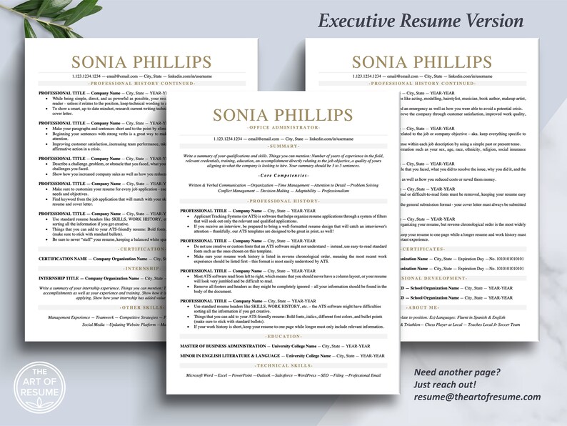 The Art of Resume Templates | Three-Page ATS Executive CEO C-Suite Level  Resume CV Template Format | Curriculum Vitae