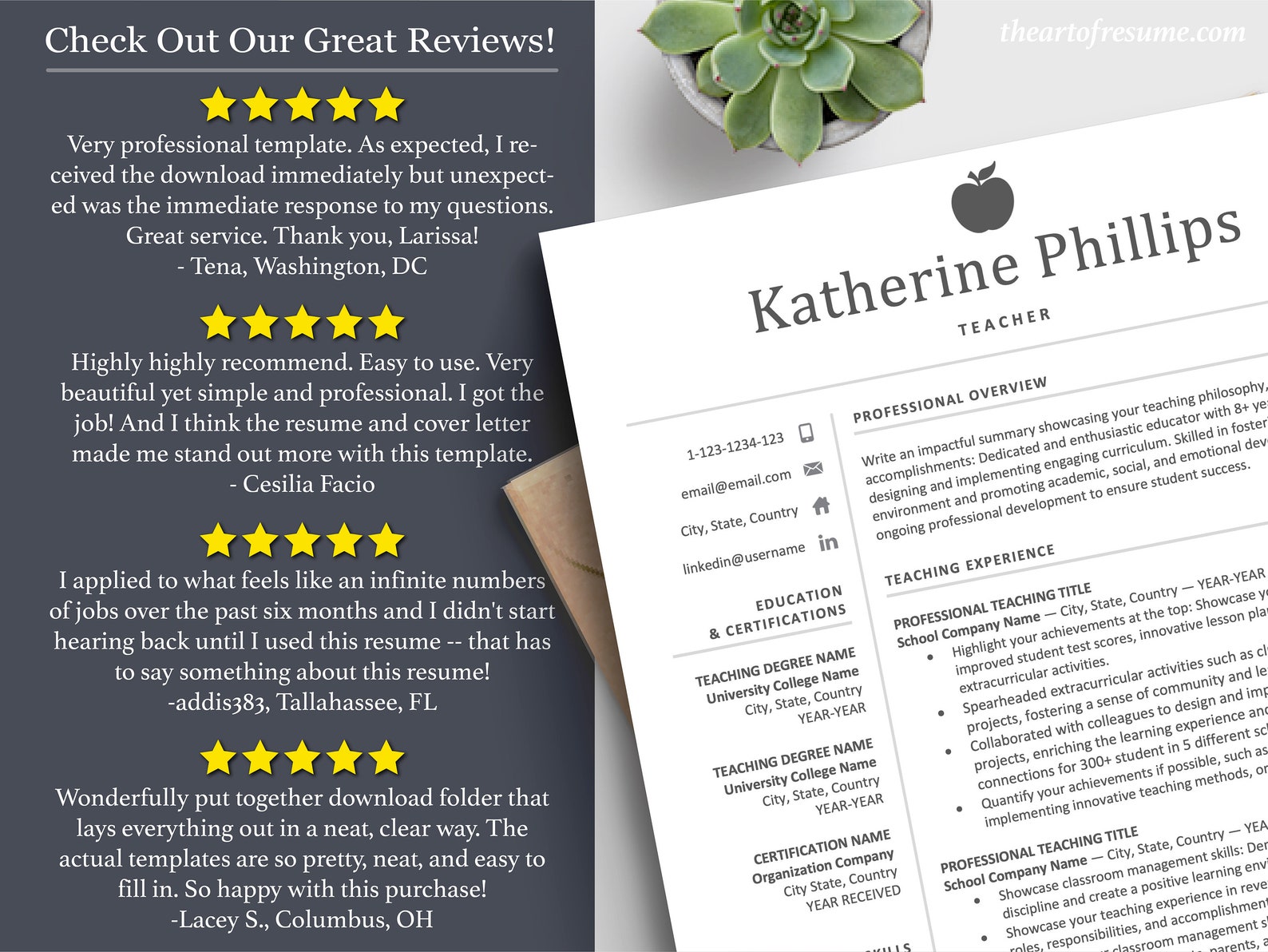 Teacher Resume Template Word, Pages, Teaching Resume, Teacher CV ...