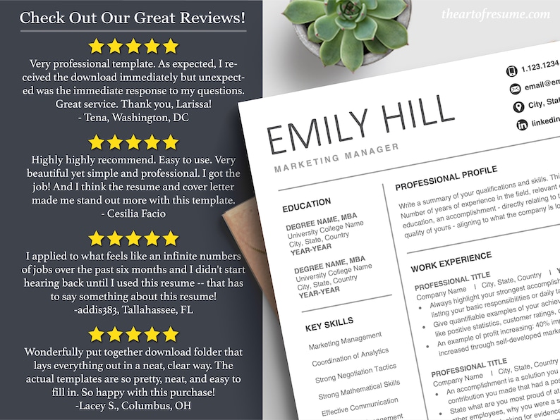 The Art of Resume Templates | Professional Executive Resume CV Templates Online 5-Star Reviews