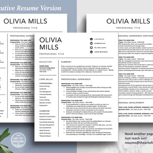 The Art of Resume Templates | Three-Page Executive C-Suite level Professional Simple Resume CV Template Format | Curriculum Vitae
