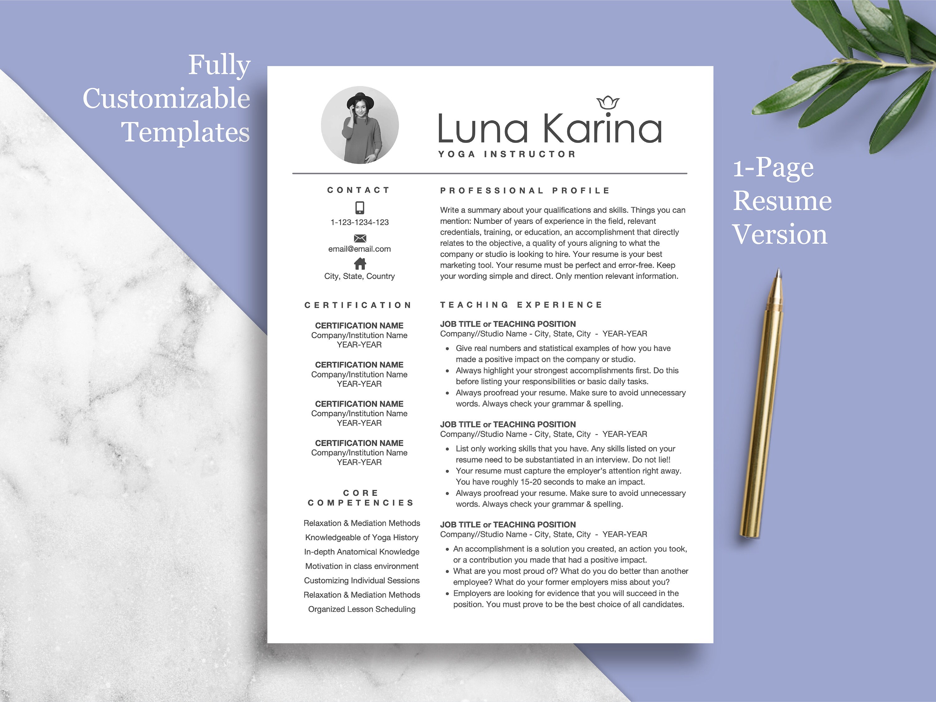 Yoga Resume Template Resume Design - Il Fullxfull.4225468742 Rg0t