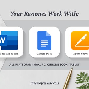 The Art of Resume Templates | Executive Resume Professional CV Design Template Compatible with Microsoft Word, Apple Pages, Google Docs