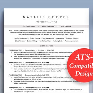 ATS Resume Template Google Docs, Word, Apple Pages | One Column ATS Friendly Resume, Professional Resume CV Template, Clean Resume Templates