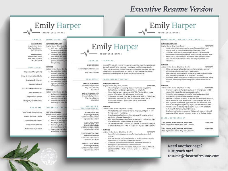 The Art of Resume | Professional Nurse Doctor Resume CV Template Design Bundle | Three Page Resume Format