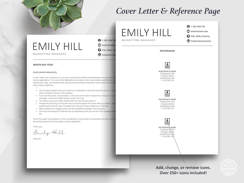 The Art of Resume Templates | Executive Resume Professional CV Design Template Maker | Curriculum Vitae | Cover Letter and Reference Page Template Format