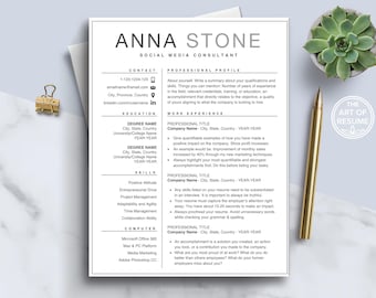 Professional Resume Template Word and Mac Pages, Clean Resume, Modern Resume, CV Templates, Resume Design, 1 2 3 Page Resume Cover Letter