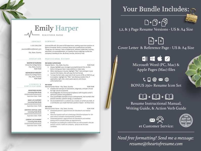 The Art of Resume | Professional Nurse Doctor Resume CV Template Design Bundle | What is Included