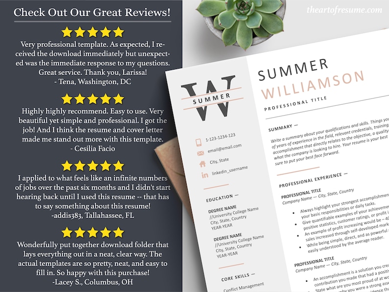 The Art of Resume Templates | Professional Best Resume CV Templates Online 5-Star Reviews