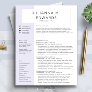 Executive Resume Template Download, Modern Resume, Resume CV for Word & Apple Pages, 1 2 3 Page Resume, Free Cover Letter, Creative Resume