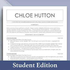 Student Resume Template, College Resume, Resume Templates, Grad Template, High School Student Resume, Simple Minimalist Resume, Cover Letter