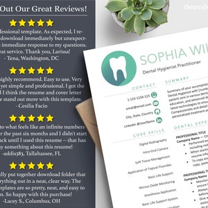 The Art of Resume | Professional Teal Dental Hygienist Dentist Resume Template Design Bundle | 5 Star Resume Template Reviews