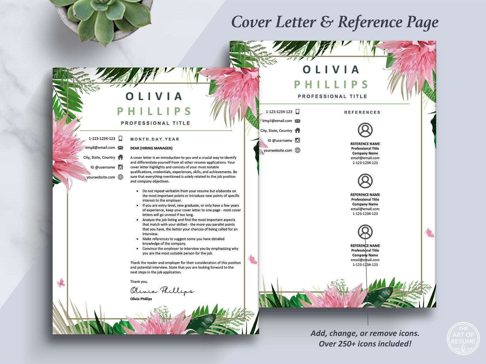 Creative Resume Template, Floral Resume, CV Template, Modern Resume ...