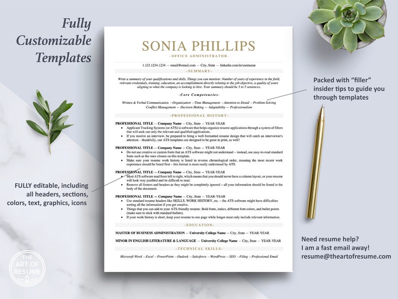 The Art of Resume Templates | One-Page ATS Professional Resume CV Design Template Maker | Curriculum Vitae