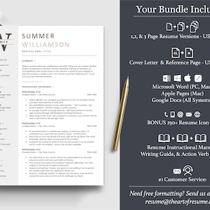The Art of Resume Templates | ATS Friendly Compatible Resume CV Design Template Bundle, Instant Download Bundle for Google Docs, Apple Pages, Microsoft Word, Mac, PC, Chromebook, Tablet
