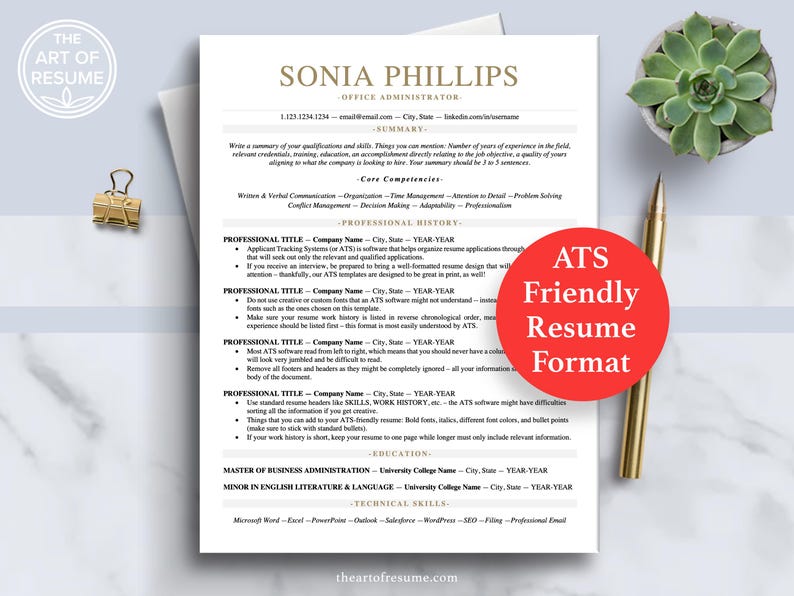 The Art of Resume | ATS Friendly Professional Modern Executive Resume CV Template Bundle Maker with Free Cover Letter | ATS Compatible Download Resume CV Design Any Job Career Google Docs Word Apple Pages