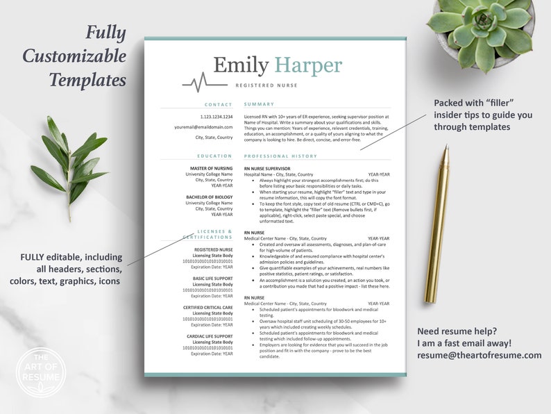 The Art of Resume | Professional Nurse Doctor Resume CV Template Design Bundle | One Page Resume Format