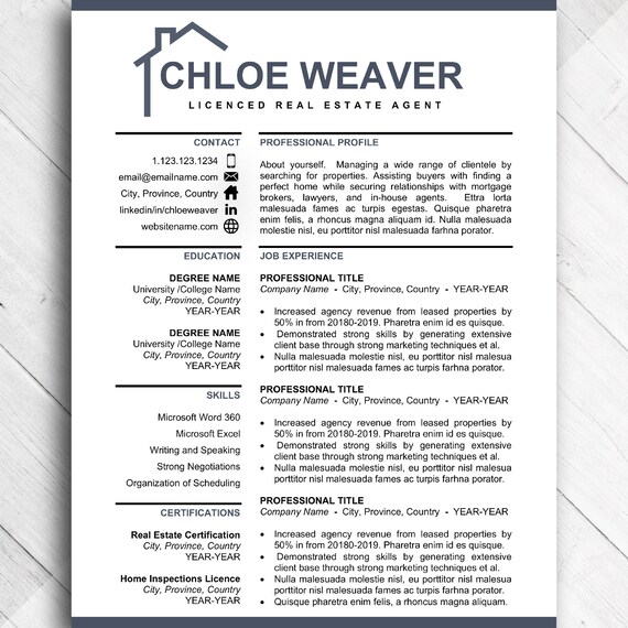 realtor resume template real estate agent cv resumes template for word resume for home developer resume design bundle with cover letter real estate resume template